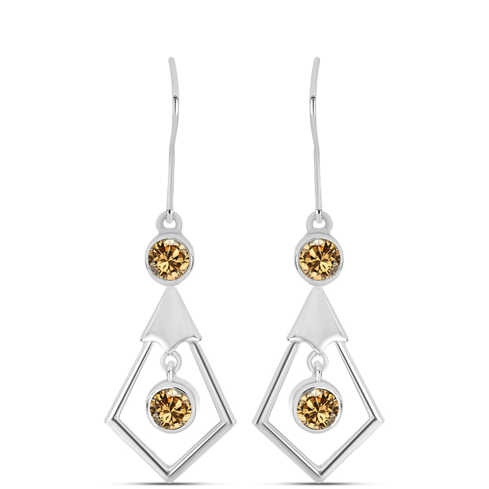 Cercei din Argint 925 ( 4.14 grame ) cu Moissanite Șampanie 0.95 Carate 1 
