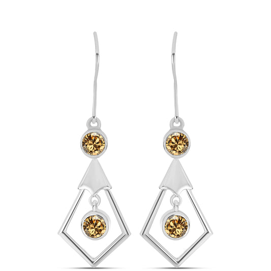 Cercei din Argint 925 ( 4.14 grame ) cu Moissanite Șampanie 0.95 Carate