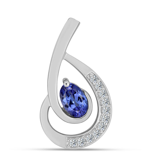 Pandantiv din Argint 925 ( 1.67 grame ) cu Tanzanit AAA și Topaz Alb 0.53 Carate