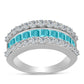 Inel din Argint 925 ( 4.92 grame ) cu Cuarț Paraiba și Topaz Alb 2.54 Carate