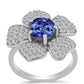 Inel din Argint 925 ( 5.25 grame ) cu Tanzanit AAA și Topaz Alb 3.43 Carate