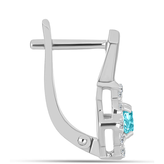 Cercei din Argint 925 ( 3.05 grame ) cu Cuarț Paraiba și Topaz Alb 0.77 Carate