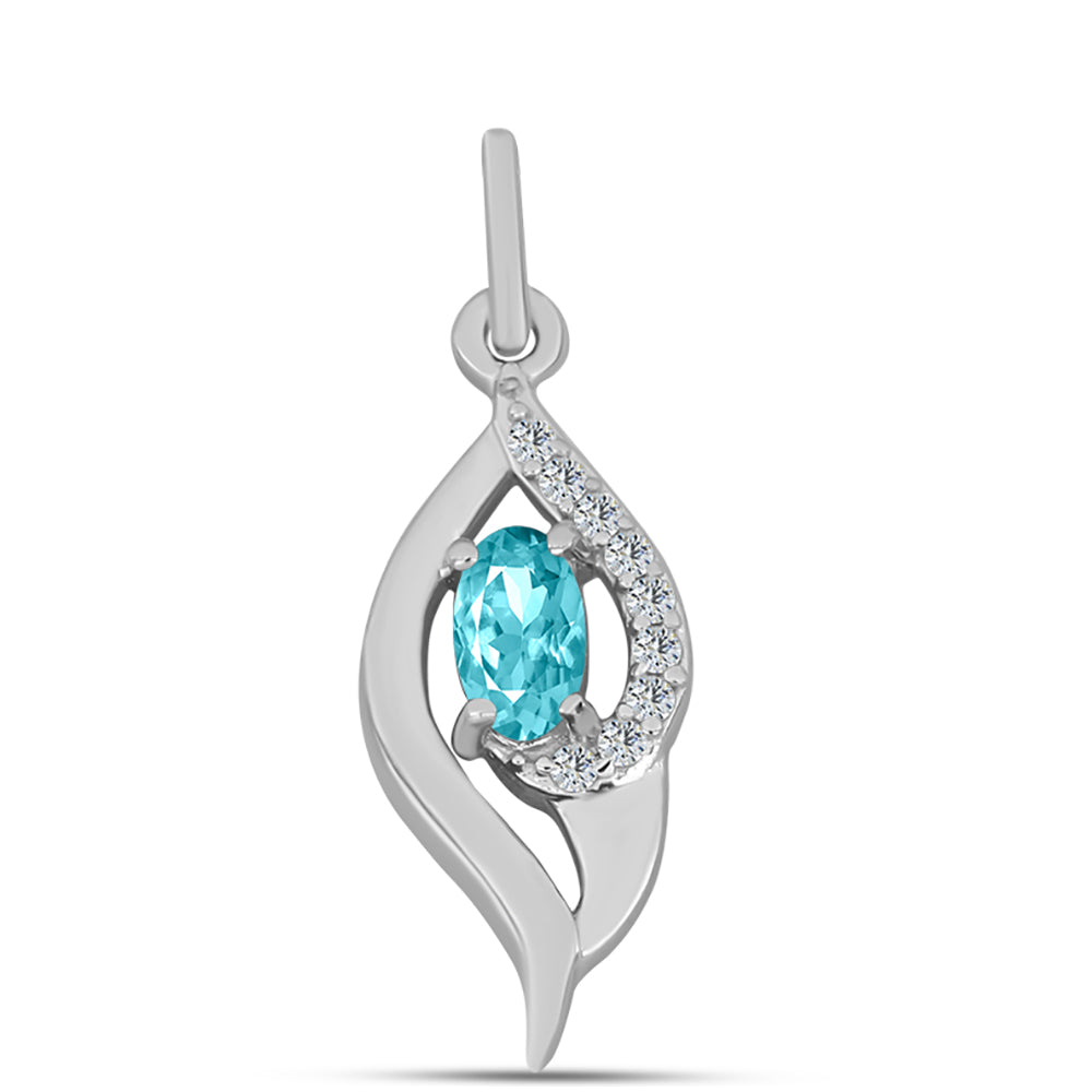 Pandantiv din Argint 925 ( 0.91 grame ) cu Cuarț Paraiba și Topaz Alb 0.25 Carate 1 