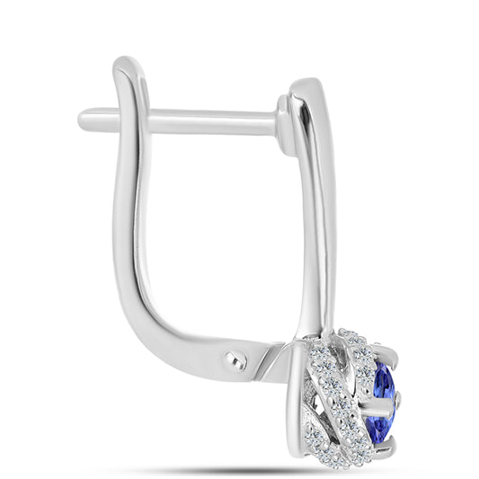 Cercei din Argint 925 ( 3.86 grame ) cu Tanzanit AAA și Topaz Alb 0.74 Carate