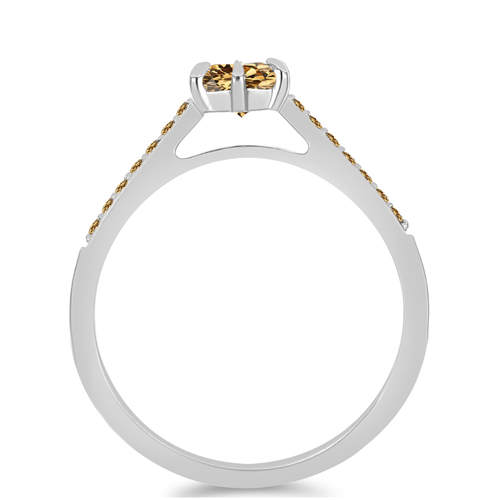 Inel din Argint 925 ( 1.92 grame ) cu Moissanite Șampanie 0.58 Carate 3 