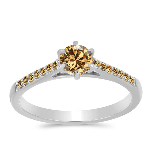 Inel din Argint 925 ( 1.92 grame ) cu Moissanite Șampanie 0.58 Carate