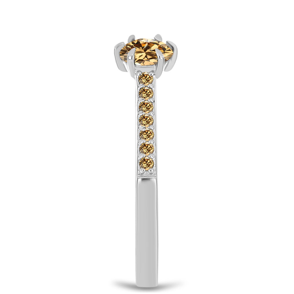 Inel din Argint 925 ( 1.92 grame ) cu Moissanite Șampanie 0.58 Carate 4 