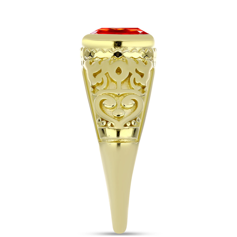 Inel din Argint 925 Placat cu Aur ( 4.6 grame ) cu Opal Etiopian Lega Dembi Roșu 0.79 Carate 4 