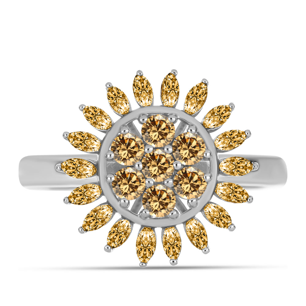 Inel din Argint 925 ( 4.05 grame ) cu Moissanite Șampanie 1.01 Carate