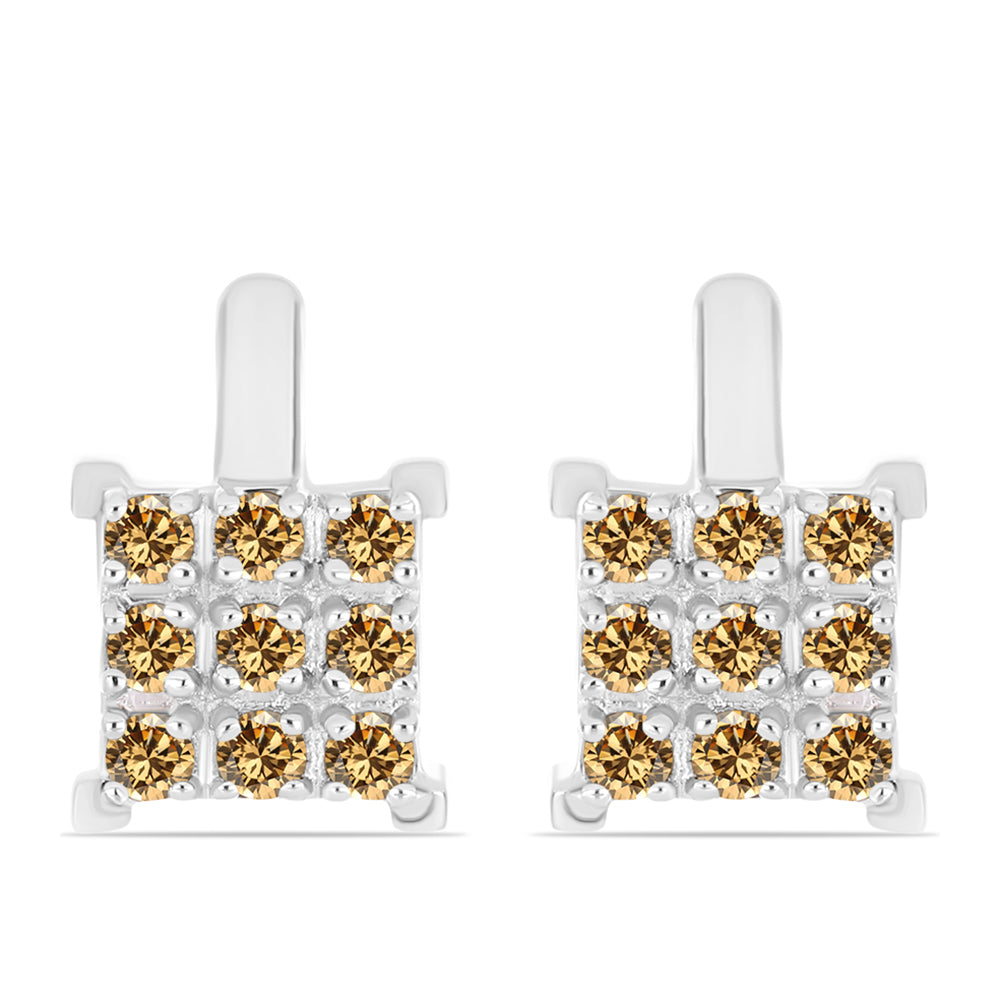 Cercei din Argint 925 ( 3.27 grame ) cu Moissanite Șampanie 0.6 Carate 1 