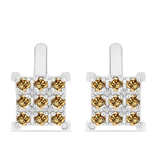 Cercei din Argint 925 ( 3.27 grame ) cu Moissanite Șampanie 0.6 Carate