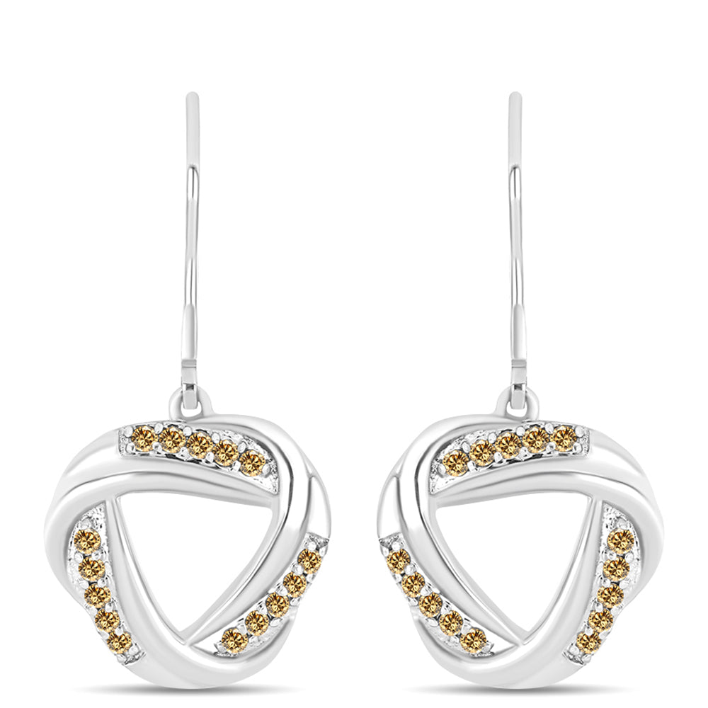 Cercei din Argint 925 ( 4.22 grame ) cu Moissanite Șampanie 0.3 Carate 1 