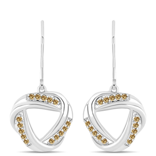 Cercei din Argint 925 ( 4.22 grame ) cu Moissanite Șampanie 0.3 Carate