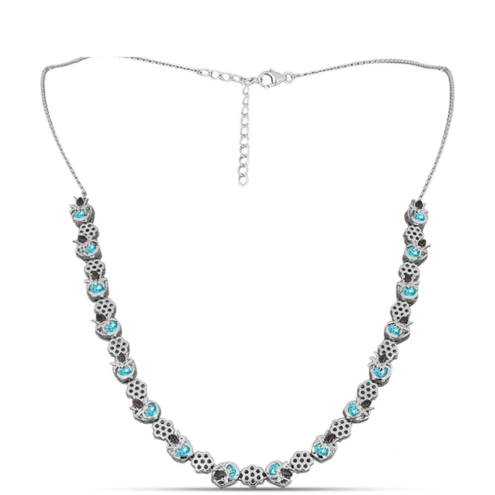 Colier din Argint 925 ( 19.36 grame ) cu Cuarț Paraiba 3.83 Carate 1 