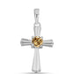 Cruce Pandantiv din Argint 925 ( 1.4 grame ) cu Moissanite Șampanie 0.24 Carate