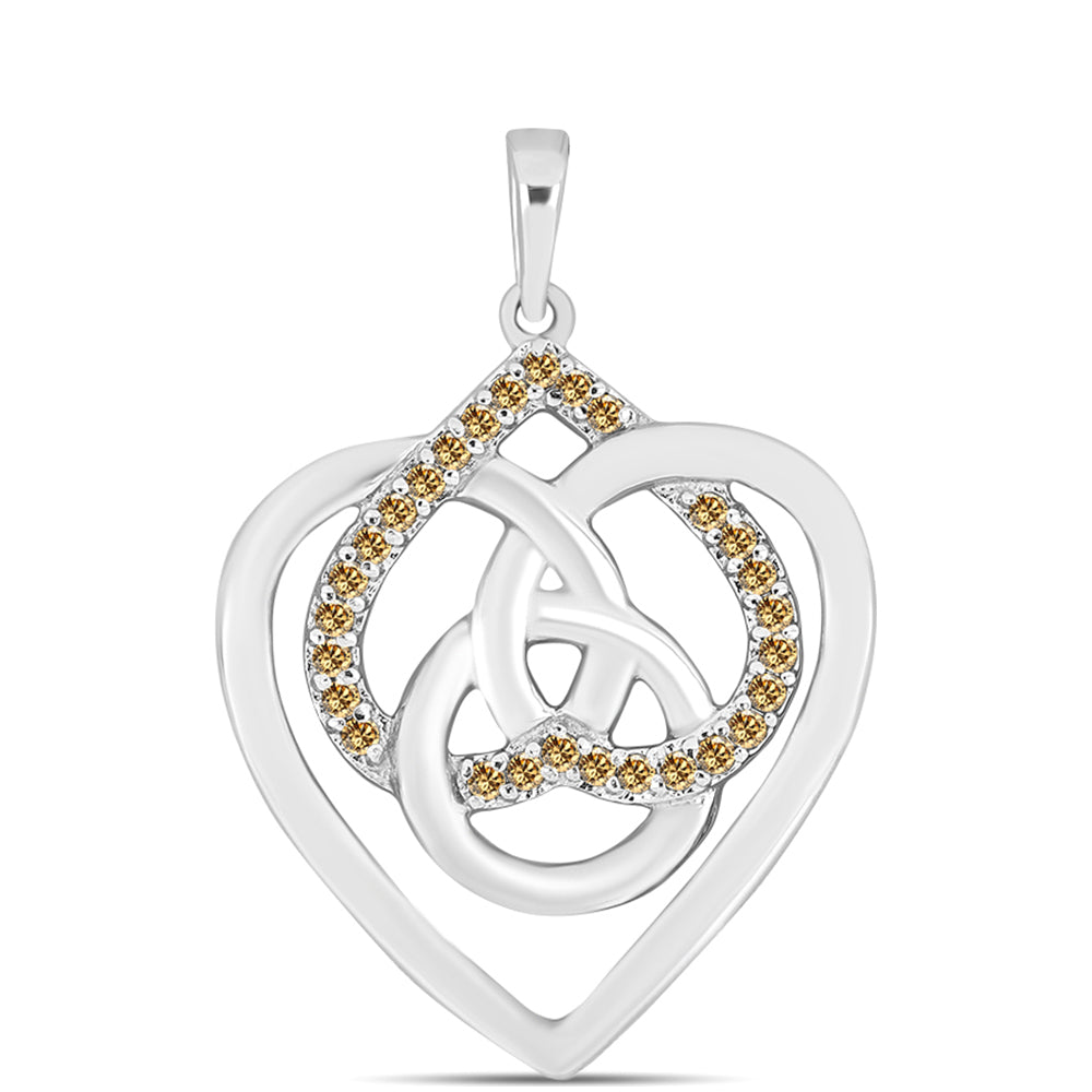 Pandantiv din Argint 925 ( 3.21 grame ) cu Moissanite Șampanie 0.28 Carate 1 