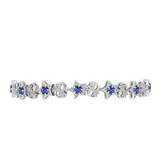 Brățară din Argint 925 ( 9.53 grame ) cu Tanzanit AAA și Topaz Alb 2.23 Carate