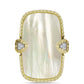 Inel din Argint 925 Placat cu Aur ( 5.61 grame ) cu Sidef și Topaz Alb 10.88 Carate
