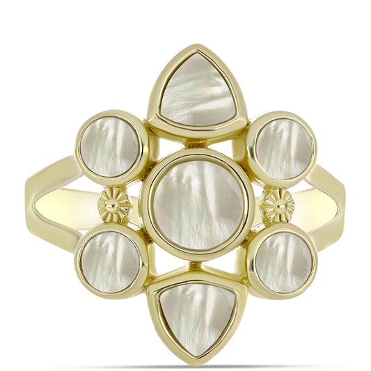 Inel din Argint 925 Placat cu Aur ( 5.12 grame ) cu Sidef 3.46 Carate