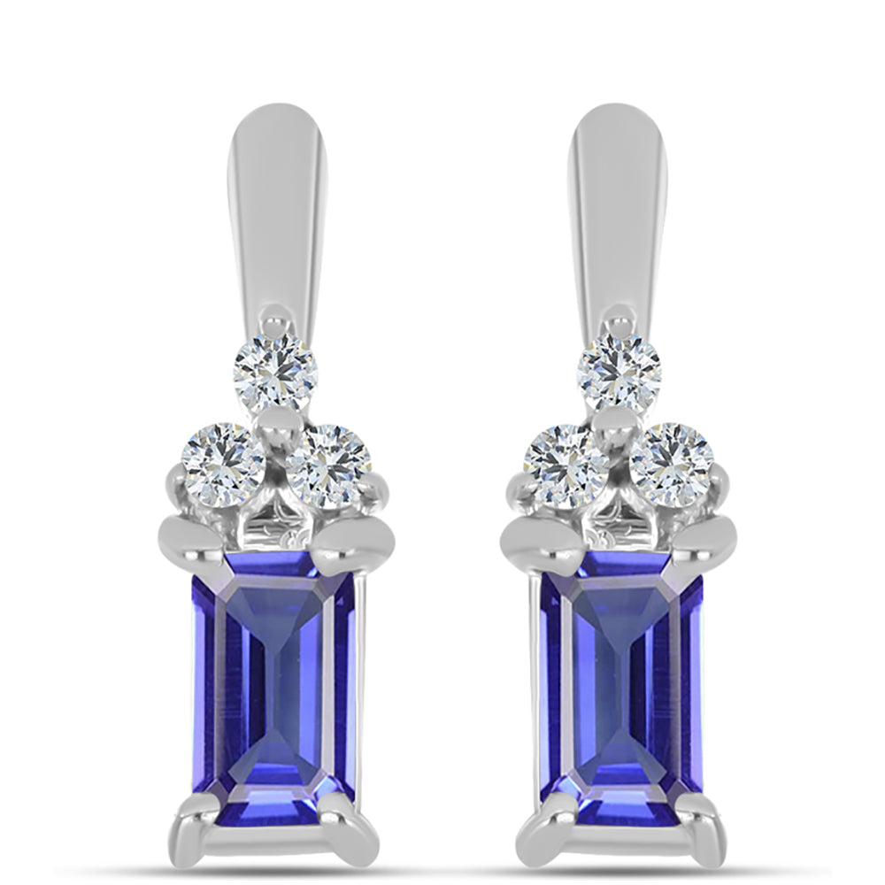 Cercei din Argint 925 ( 2.17 grame ) cu Tanzanit AAA și Topaz Alb 0.72 Carate 1 
