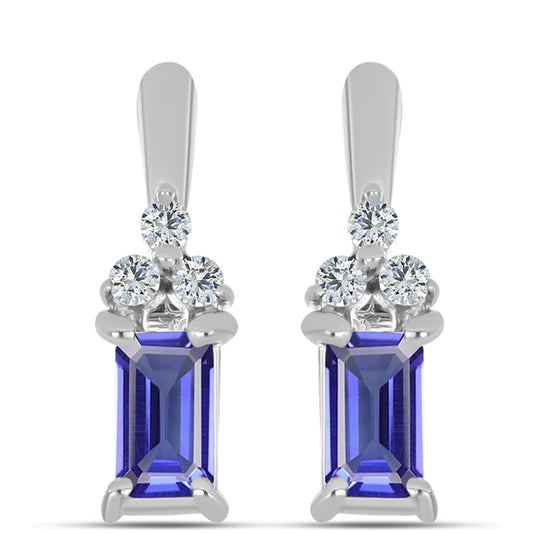 Cercei din Argint 925 ( 2.17 grame ) cu Tanzanit AAA și Topaz Alb 0.72 Carate