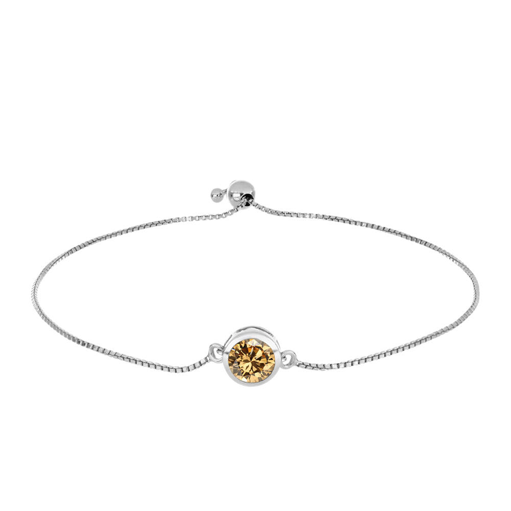 Brățară din Argint 925 ( 2.72 grame ) cu Moissanite Șampanie 1.2 Carate