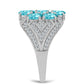 Inel din Argint 925 ( 4.04 grame ) cu Cuarț Paraiba și Topaz Alb 2 Carate