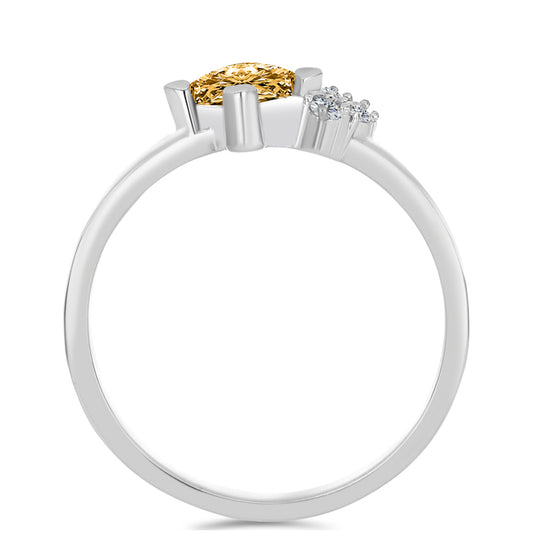 Inel din Argint 925 ( 1.85 grame ) cu Moissanite Șampanie și Topaz Alb 0.42 Carate