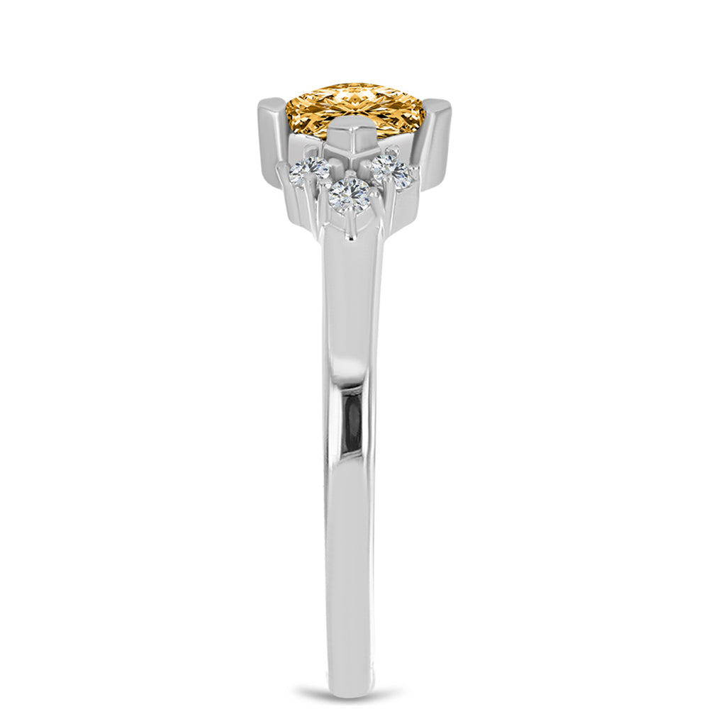 Inel din Argint 925 ( 1.85 grame ) cu Moissanite Șampanie și Topaz Alb 0.42 Carate 4 