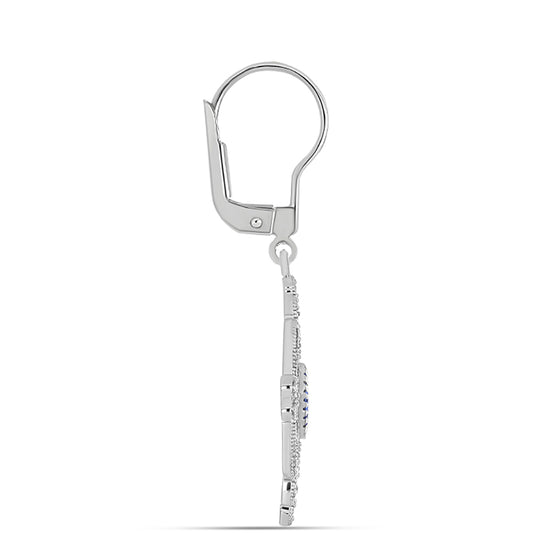 Cercei din Argint 925 ( 3.6 grame ) cu Tanzanit AAA și Topaz Alb 0.75 Carate