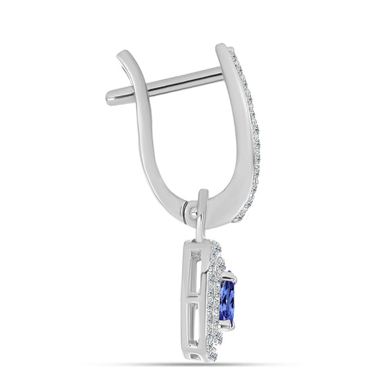 Cercei din Argint 925 ( 3.67 grame ) cu Tanzanit AAA și Topaz Alb 1.15 Carate