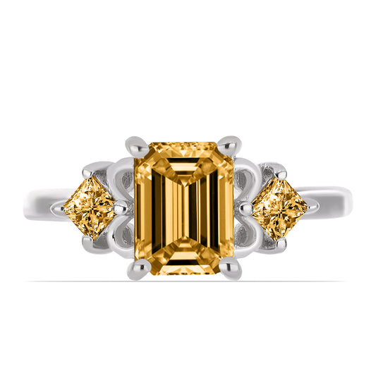 Inel din Argint 925 ( 2.26 grame ) cu Moissanite Șampanie 1.91 Carate