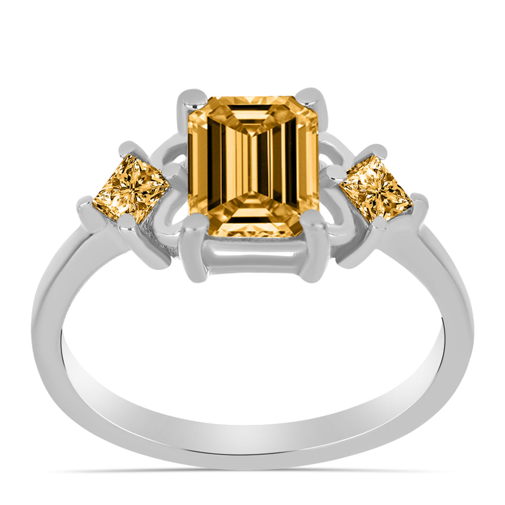 Inel din Argint 925 ( 2.26 grame ) cu Moissanite Șampanie 1.91 Carate