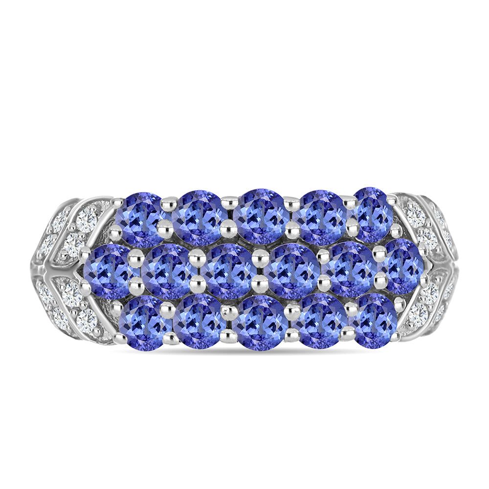 Inel din Argint 925 ( 3 grame ) cu Tanzanit AAA și Topaz Alb 1.29 Carate 1 