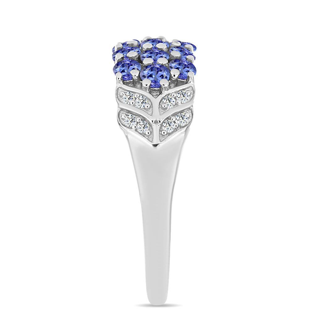 Inel din Argint 925 ( 3 grame ) cu Tanzanit AAA și Topaz Alb 1.29 Carate