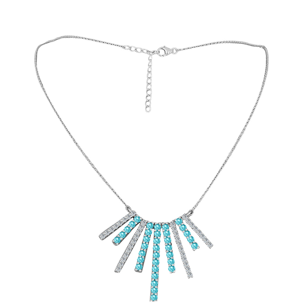 Colier din Argint 925 ( 6.9 grame ) cu Cuarț Paraiba și Topaz Alb 1.79 Carate 1 