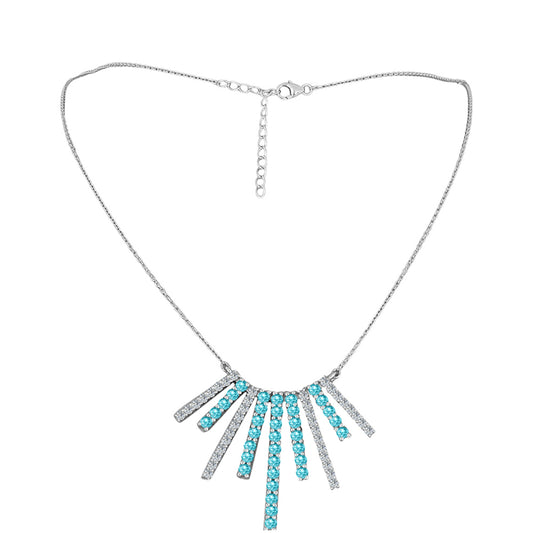 Colier din Argint 925 ( 6.9 grame ) cu Cuarț Paraiba și Topaz Alb 1.79 Carate