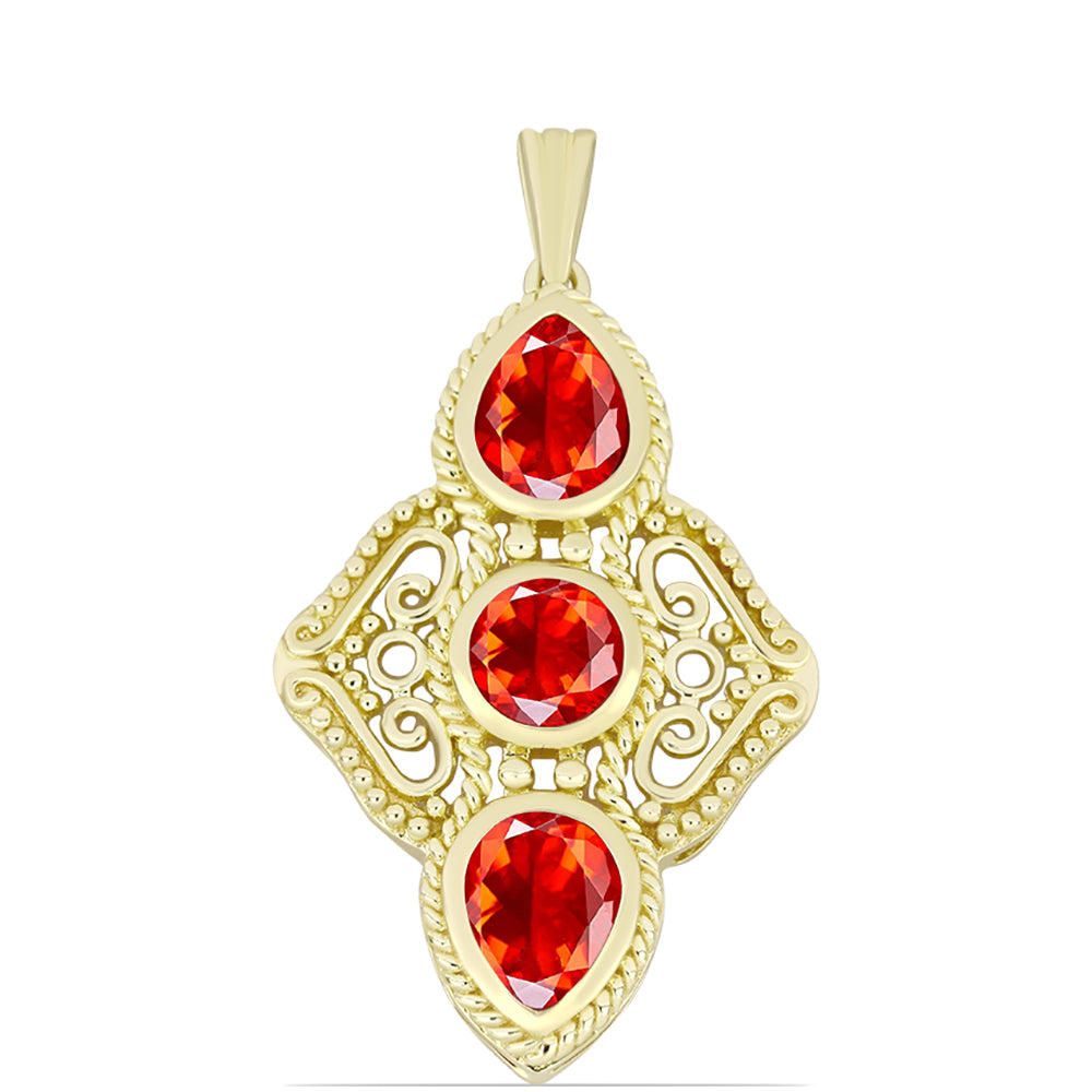 Pandantiv din Argint 925 Placat cu Aur ( 5.56 grame ) cu Opal Etiopian Lega Dembi Roșu 1.85 Carate 1 