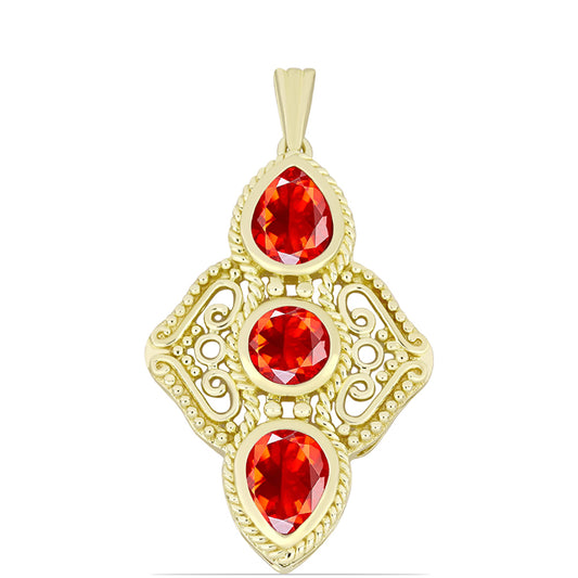 Pandantiv din Argint 925 Placat cu Aur ( 5.56 grame ) cu Opal Etiopian Lega Dembi Roșu 1.85 Carate