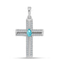 Cruce Pandantiv din Argint 925 ( 1.85 grame ) cu Cuarț Paraiba și Topaz Alb 0.51 Carate