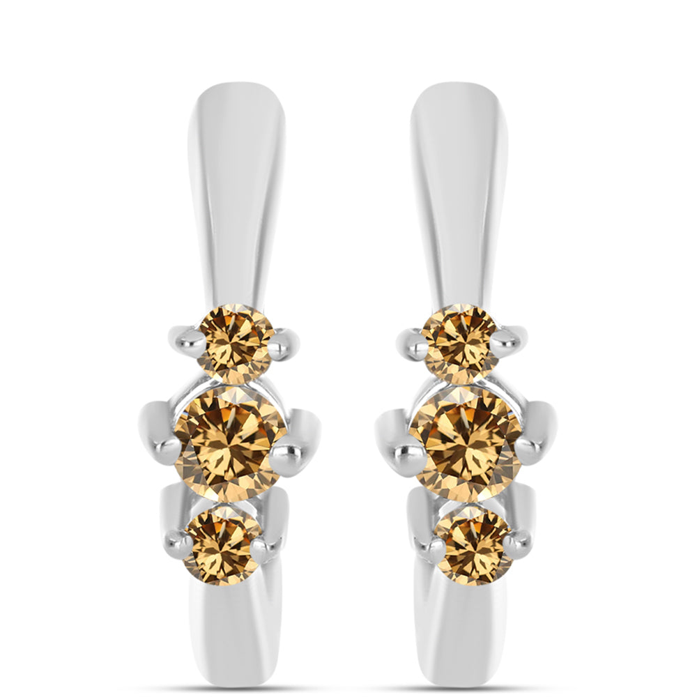Cercei din Argint 925 ( 3.34 grame ) cu Moissanite Șampanie 0.33 Carate