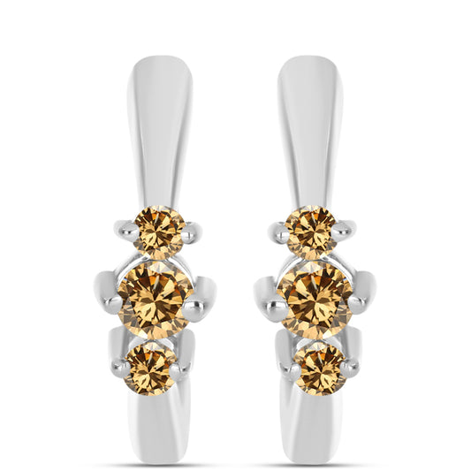 Cercei din Argint 925 ( 3.34 grame ) cu Moissanite Șampanie 0.33 Carate