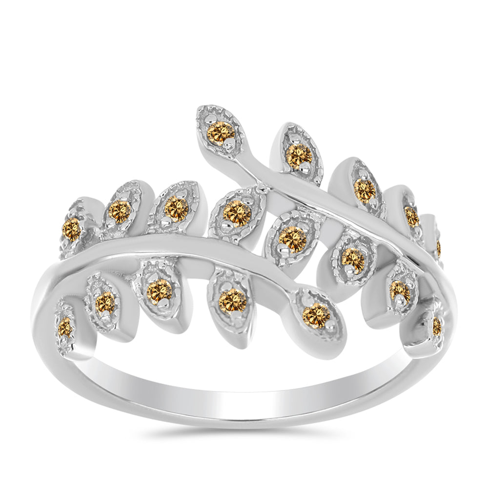 Inel din Argint 925 ( 3.22 grame ) cu Moissanite Șampanie 0.18 Carate