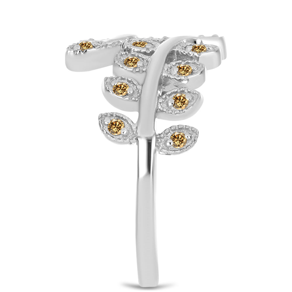 Inel din Argint 925 ( 3.22 grame ) cu Moissanite Șampanie 0.18 Carate 4 