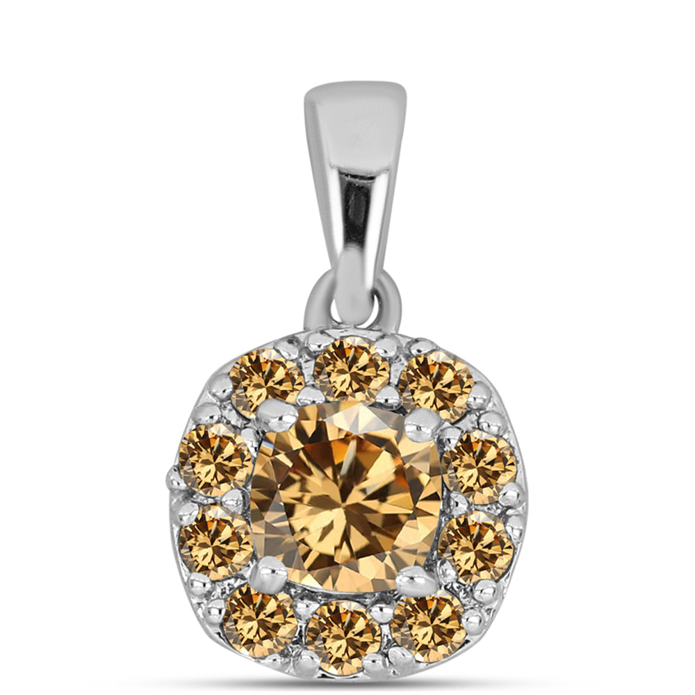 Pandantiv din Argint 925 ( 1.08 grame ) cu Moissanite Șampanie 0.98 Carate 1 