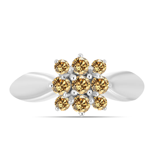 Inel din Argint 925 ( 2.82 grame ) cu Moissanite Șampanie 0.77 Carate