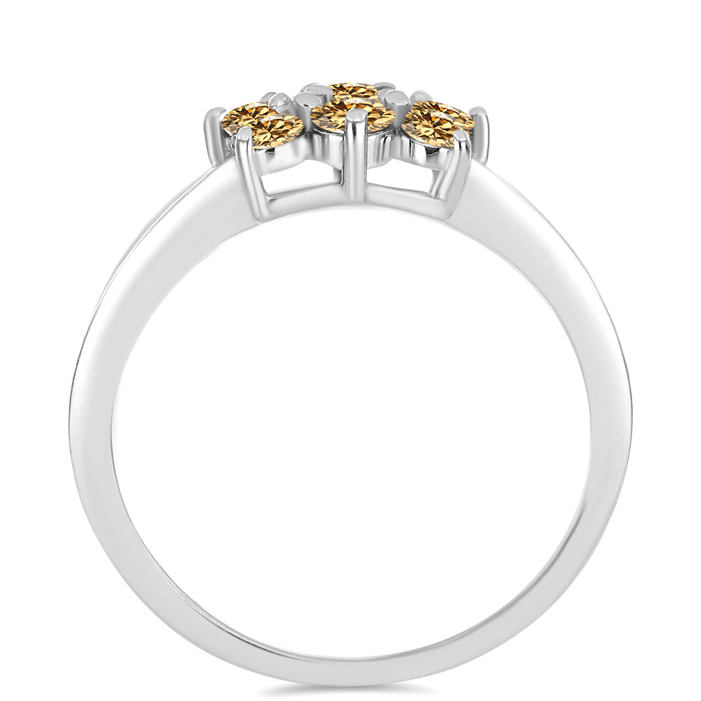 Inel din Argint 925 ( 2.82 grame ) cu Moissanite Șampanie 0.77 Carate 2 