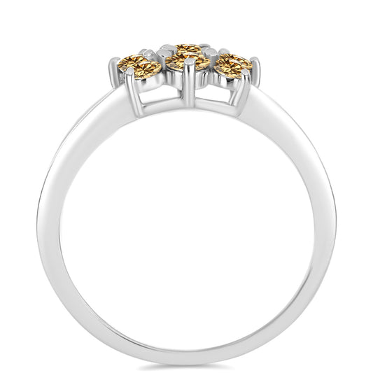 Inel din Argint 925 ( 2.82 grame ) cu Moissanite Șampanie 0.77 Carate