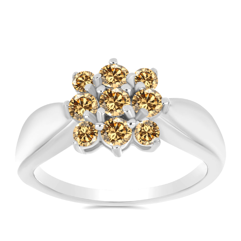 Inel din Argint 925 ( 2.82 grame ) cu Moissanite Șampanie 0.77 Carate 3 