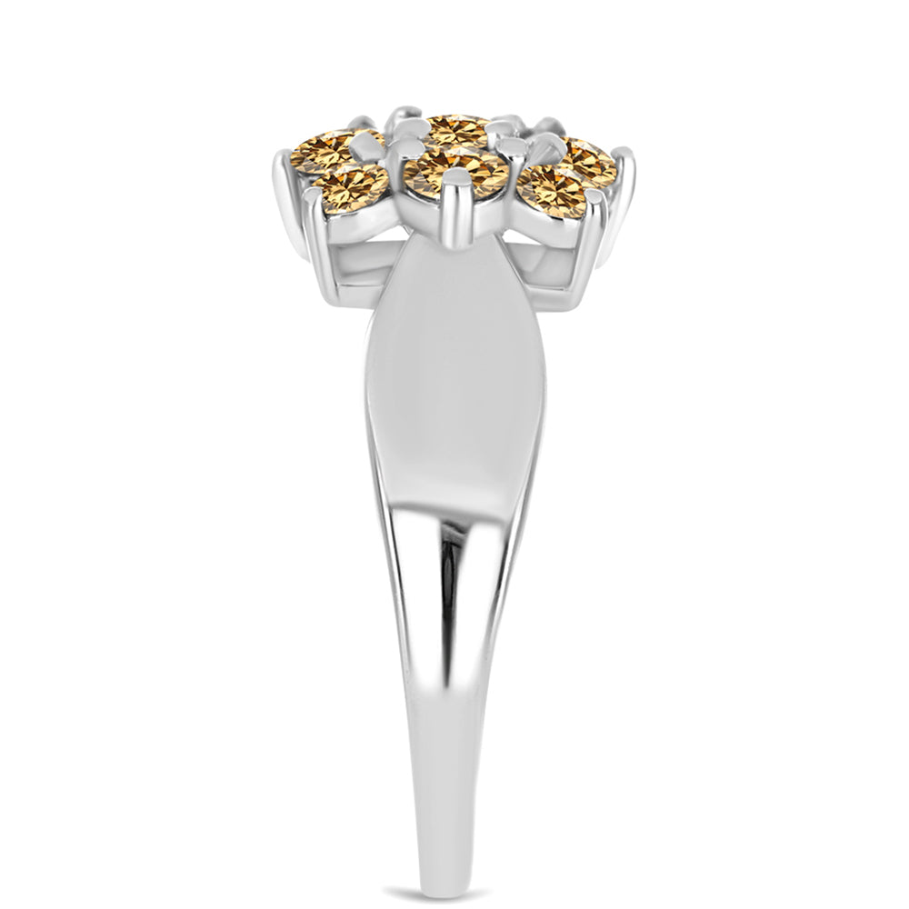 Inel din Argint 925 ( 2.82 grame ) cu Moissanite Șampanie 0.77 Carate 4 